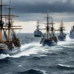 대영제국 해군과 해양 패권 - "An epic and historically accurate wide shot of a British Royal Navy fleet from the late 18th centur...