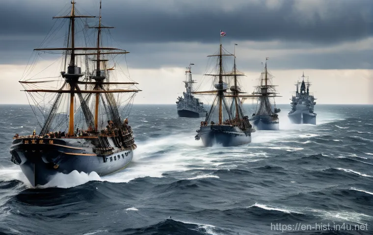 대영제국 해군과 해양 패권 - "An epic and historically accurate wide shot of a British Royal Navy fleet from the late 18th centur...