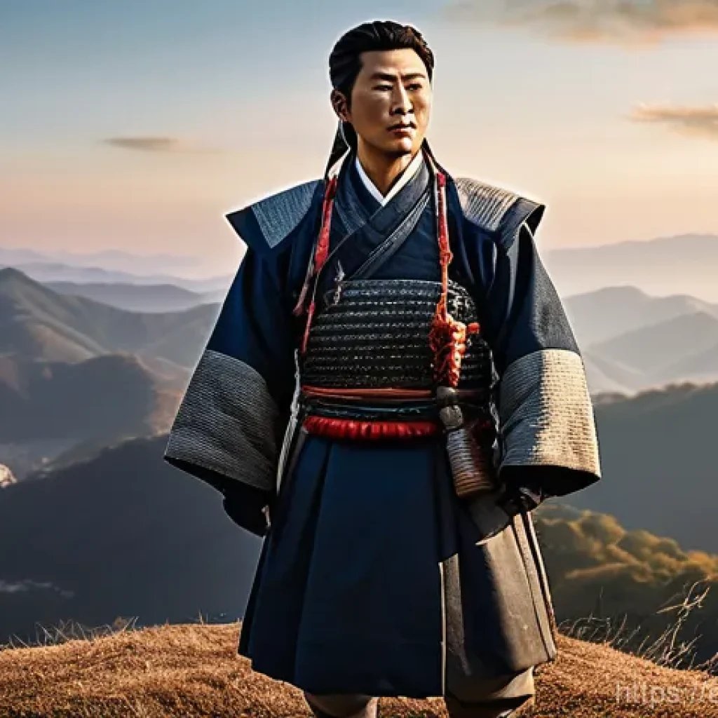 발해의 역사와 멸망 - **Prompt:** A historically accurate depiction of Dae Jo-yeong, the founder of Balhae, standing on a ...