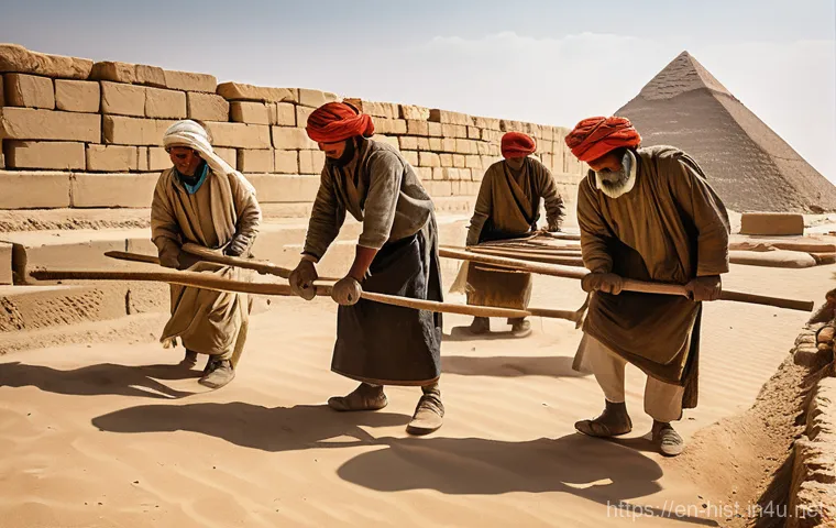 피라미드 건설과 고대 이집트 노동 - **Prompt: The Master Architect's Vision**
    A highly detailed, wide-angle shot of a distinguished ...