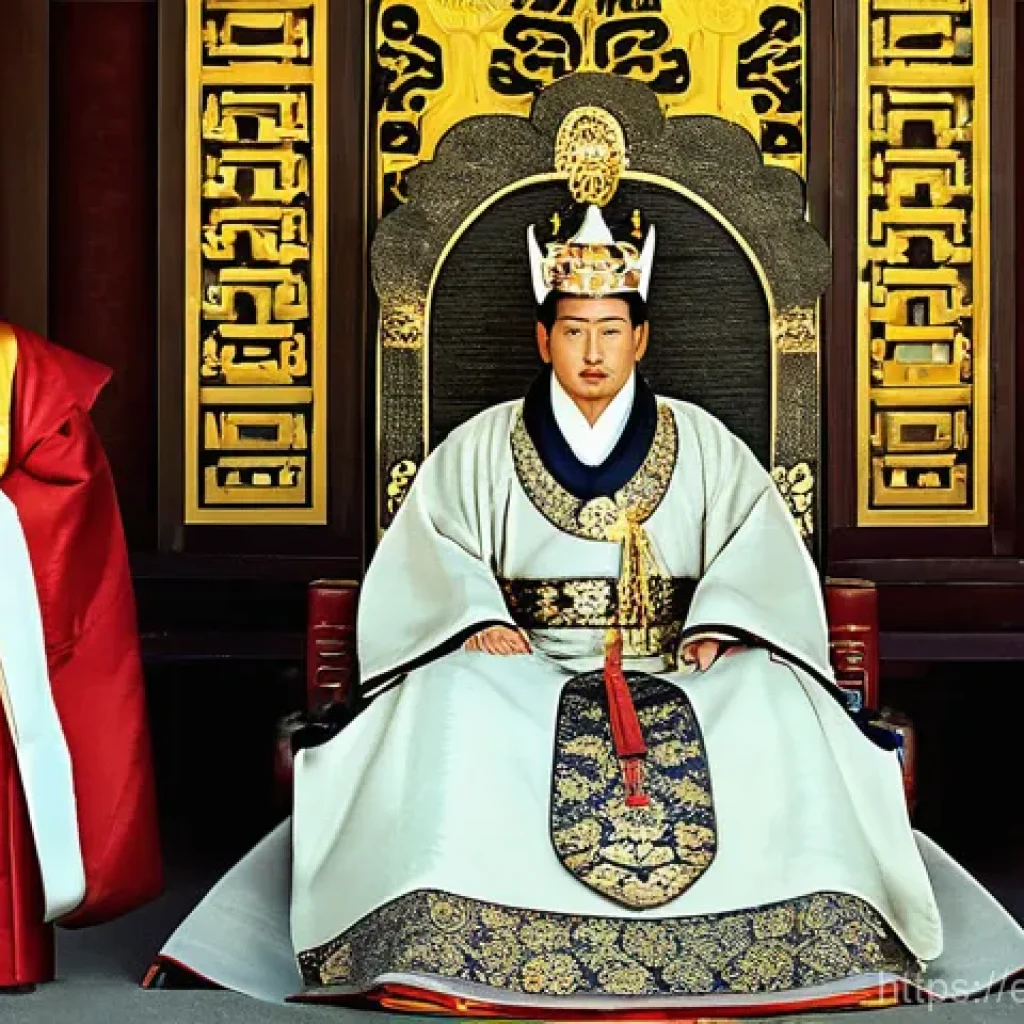 광개토대왕과 정복 활동 - The Young Monarch's Proclamation**

A highly detailed, realistic historical painting depicting a 17-...