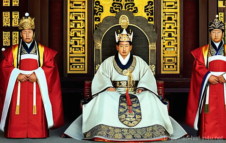 광개토대왕과 정복 활동 - The Young Monarch's Proclamation**

A highly detailed, realistic historical painting depicting a 17-...