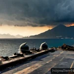 태평양 전쟁과 일본의 패망 - Photorealistic World War II Pacific theater, August 1945, wide cinematic view of a devastated Japane...