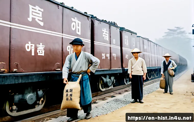 Home 17 일제강점기 경제 수탈 구조 - Photorealistic historical scene of colonial-era Korea in the 1930s, Korean tenant farmers in simple ...